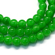 Honeyhandy Baking Painted Imitation Jade Glass Round Bead Strands, Green, 6.5mm, Hole: 1.5mm, about 145pcs/strand, 31.8 inch