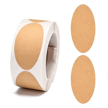 Honeyhandy Self-Adhesive Kraft Paper Gift Tag Stickers, Adhesive Labels, Blank Tag, Oval, Tan, Oval: 50x25mm, 250pcs/roll