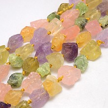 Honeyhandy Natural Mixed Gemstone Beads Strands, Nuggets, Mixed Stone, 13~35x8~28mm, Hole: 2mm,  about 15~19pcs/strand, 15.74 inch