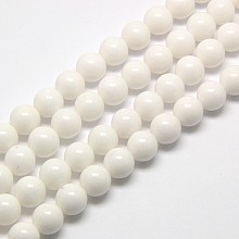 Honeyhandy Natural Malaysia Jade Bead Strands, Dyed & Heated, Round Beads, White, 6mm, Hole: 1mm, about 64pcs/strand, 15 inch