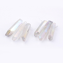 Honeyhandy Electroplated Natural Quartz Crystal Graduated Beads Strands, Nuggets, WhiteSmoke, 21~43x5~13mm, Hole: 1mm, 3pcs/set