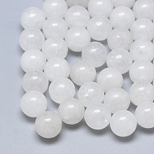 Honeyhandy Natural White Jade Beads, Half Drilled, Round, 8mm, Half Hole: 1.2mm