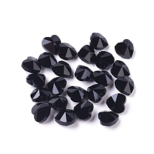 Honeyhandy Transparent Glass Beads, Faceted, Heart, Black, 10x10x7mm, Hole: 1~1.2mm