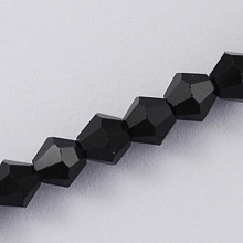 Honeyhandy Black Color Faceted Glass Bicone Beads Strands, 6x6mm, Hole: 1mm, about 50pcs/strand, 11.4 inch