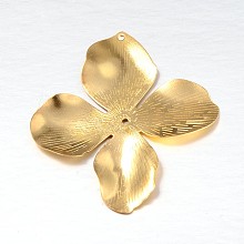 Honeyhandy 4-Petal Flower Iron Bead Caps, End Caps for Jewelry Making, Golden, 46x42x1mm, Hole: 1~1.5mm