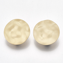 Honeyhandy Iron Stud Earring Findings, with Steel Pins and Loop, Hammered Flat Round, Matte Gold Color, 25mm, Hole: 3.5mm, Pin: 0.7mm