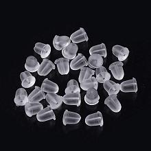 Honeyhandy Plastic Ear Nuts, Earring Backs, Clear, 4x4mm, Hole: 0.5mm, about 714pcs/20g