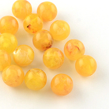 Honeyhandy Round Imitation Gemstone Acrylic Beads, Gold, 8mm, Hole: 2mm