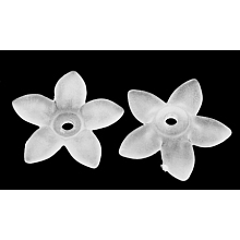 Honeyhandy Transparent Frosted Acrylic Flower Beads, Dyed, White, about 17mm long, 16.5mm wide, 4mm thick, hole: 1.5mm