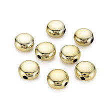 UV Plating Acrylic Beads, Flat Round, Gold, 12.5x12x7.5mm, Hole: 2.5mm