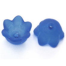 Honeyhandy Chunky Blue Transparent Frosted Tulip Flower Acrylic Bead Caps, Lily of the Valley, 10mm wide, 6mm thick, hole:1.5mm