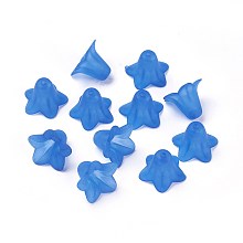 Honeyhandy Blue Frosted Transparent Acrylic Flower Beads, 17.5x12mm, Hole: 1.5mm