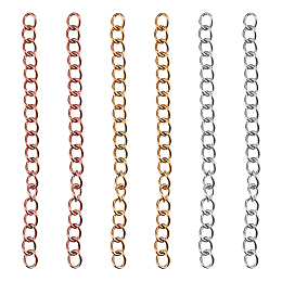 Unicraftale Vacuum Plating 304 Stainless Steel Chain Extenders, Golden & Rose Gold & Stainless Steel Color, 45x3mm, 3 colors, 20strands/color, 60strands