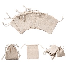 Honeyhandy Cotton Packing Pouches Drawstring Bags, Gift Sachet Bags, Muslin Bag Reusable Tea Bag, Wheat, 9x8cm