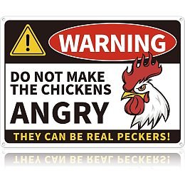 GLOBLELAND Warning Do Not Make The Chickens Angry They Can Be Real Peckers Sign, 10x14 inches 35 Mil Aluminum Funny Chicken Sign for Coop, Outside and Decor, UV Protected and Waterproof