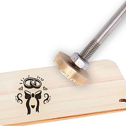 OLYCRAFT Wood Leather Branding Iron 1.2” Branding Iron Stamp Custom Logo BBQ Heat Stamp with Brass Head and Wood Handle for Woodworking and Handcrafted Design - Couple Rings #1