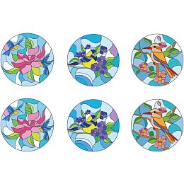 ARRICRAFT 6pcs/Set Window Stickers Flower Bird Pattern Glass Door Alert Decal Bird Theme Window Clings Self Adhesive for Window Decoration Acessories Anti-Collision Reminder 11.6x6.3in