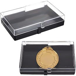 OLYCRAFT 2Pcs Clear Plastic Gift Box for Pin 5.9x3.5x1.4 Inch Black Presentation Boxes for Badge Clear Lapel Pin Presentation Display Case for Lapel Pin Gemstone Storage Display