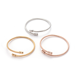 Honeyhandy 304 Stainless Steel Torque Bangle Sets, Cuff Bangle Sets, Mixed Color, 2-1/4 inch(5.6cm), 3pcs/set