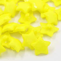 Honeyhandy Acrylic Shank Buttons, 1-Hole, Dyed, Faceted, Star, Yellow, 16x3mm, Hole: 3mm