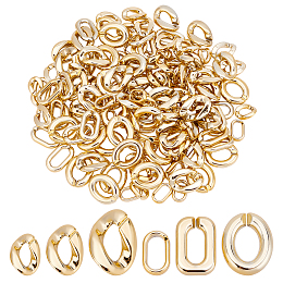 SUPERFINDINGS 180Pcs 6 Style  CCB Plastic Linking Rings, Quick Link Connectors, For Jewelry Chains Making, Twist & Oval, Golden, 18.5~28.5x12~20x4~6mm, 30pcs/style