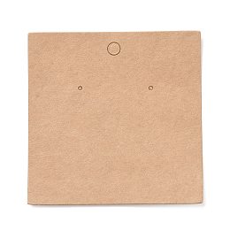 Honeyhandy Blank Kraft Paper Earring Display Cards, Square, BurlyWood, 8x8x0.05cm, Hole: 1.5mm