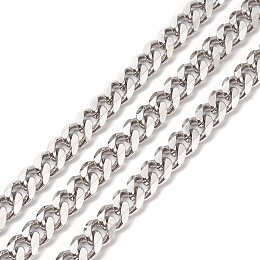 304 Stainless Steel Cuban Link Chains, Faceted, Unwelded, Stainless Steel Color, Link: 8x6.5x1.5mm