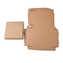 Honeyhandy Kraft Paper Folding Box, Square, Cardboard box, Mailing Boxes, BurlyWood, 43x29x0.2cm, Finished Product: 17x17x3cm