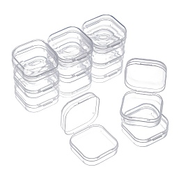 Honeyhandy Square Plastic Bead Storage Containers, with Hinged Lid, Clear, 3.5x3.5x1.8cm