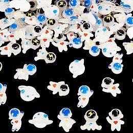 OLYCRAFT 100Pcs Space Theme Flatback Resin Charms 3D Resin Filling Charms 5 Styles Cute Astronaut Planet Resin Cabochons Ornaments Craft Making Supplies for Accessories Phone Case Scrapbooking Decor