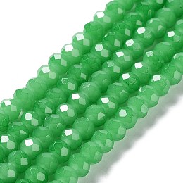 Baking Painted Imitation Jade Glass Bead Strands, Faceted Rondelle, Medium Sea Green, 6x5mm, Hole: 1.2mm, about 85pcs/strand, 16.73''(42.5cm)