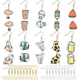 SUPERFINDINGS Resin DIY Earring Making Kit Including 20pcs Imitation Food Animal Epoxy Resin Pendants Fish Cacti Mushrooms Charm 100pcs Brass Jump Rings and 60pcs Earring Hooks Earring Supply