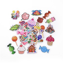 Honeyhandy 50Pcs Cartoon Lollipop Paper Sticker Label Set, Adhesive Label Stickers, for Suitcase & Skateboard & Refigerator Decor, Mixed Color, 23~79x37~75x0.3mm