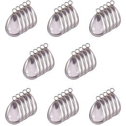 PH PandaHall 100pcs Bezel Pendant Blanks Settings - 50pcs Drop Pendant Trays Bezel Blanks with 50pcs Glass Cabochons Clear Dome for Photo Jewelry Making