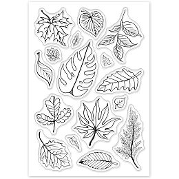 GLOBLELAND Leaves Clear Stamps Silicone Stamp Cards Tree Leaf Clear Stamps for Card Making Decoration and DIY Scrapbooking