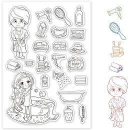 GLOBLELAND Bath Girl Theme Clear Stamps Transparent Silicone Stamp Seal for Card Making Decoration and DIY Scrapbooking