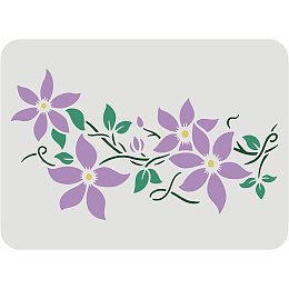 FINGERINSPIRE Clematis Stencil 11.7x8.3 inch Classic Wall Border Flower Stencils Clematis Drawing Painting Stencils Clematis Flower Vine Wall Stencil Plastic Reusable DIY Home Wall Decor Stencil