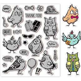 GLOBLELAND Comic Bird Cling Rubber Stamp Comic Bird Cling Mount Stamp Script Stamps Script Stamps for Card Making and Photo Album Decor Decoration and DIY Scrapbooking 8.66×7inch