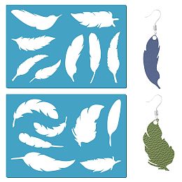 GORGECRAFT 2 Styles Jewelry Shape Template Reusable Earrings Making Plastic Feather Cutouts Cutting Stencil Lapidary Templates for Cabochons Bracelets Earrings Making Jewelry DIY Crafts 5x3.5 inch