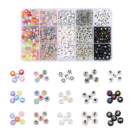 Arricraft DIY Jewelry Making Kits, Including 750Pcs 15 Style Flat Round Transparent & Opaque & Luminous Acrylic Beads, Mixed Color, 7x3.5~4mm, Hole: 1~1.8mm, 50pcs/style