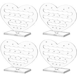 FINGERINSPIRE 4 Pcs Heart Shape Acrylic Earring Display Frame Earrings Display Holder Clear Earring Display Stand Double Sided Jewelry Stand (3.38x1.12x2.61inch)