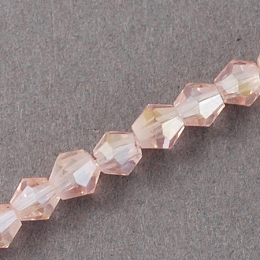 Honeyhandy Glass Beads Strands, AB Color Plated, Faceted, Bicone, Misty Rose, 2x3mm, Hole: 0.5mm, about 200pcs/strand, 16.5 inch