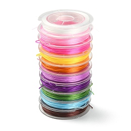 Honeyhandy 10 Rolls 10 Colors Flat Elastic Crystal String Set, Elastic Beading Thread, for Stretch Bracelet Making, Mixed Color, 0.5mm, about 10 yards(9.14m)/roll, 1 roll/color