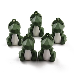 Honeyhandy PVC Faceted Cartoon Dinosaur Pendants, for DIY Keychain Making, Dark Olive Green, 45x28x28mm, Hole: 3mm