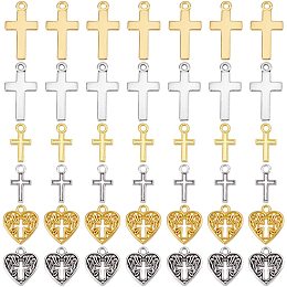 PandaHall Elite 120pcs Cross Charms, 3 Styles Heart Cross Charms Gold Silver Pendant for Jewelry Making Bracelet Necklace Costume DIY Crafting Accessories Christmas Easter Eid Mubarak Ramadan Decoration