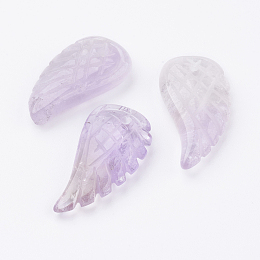 Honeyhandy Natural Amethyst Pendants, Wing, 24.5x12x5mm, Hole: 1mm