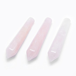 Honeyhandy Natural Rose Quartz Pointed Beads, Bullet, Undrilled/No Hole Beads, 50.5x10x10mm