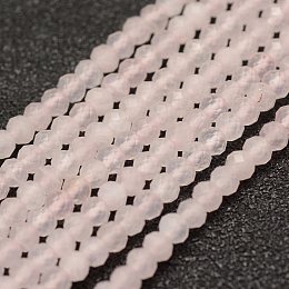 Honeyhandy Natural Rose Quartz Beads Strands, Faceted, Rondelle, 3x2mm, Hole: 0.5~0.6mm, about 129~173pcs/strand, 15.5 inch(39.5cm)