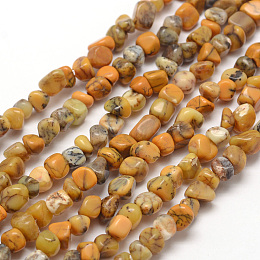 Honeyhandy Natural Yellow Moss Agate Beads Strands, Nuggets, 3~5x3~5x3~8mm, Hole: 1mm, about 85~90pcs/strand, 15.7 inch(40cm)