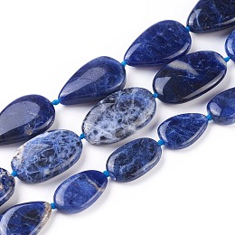 Honeyhandy Natural Sodalite Beads Strands, Mixed Shapes, 18~30x12~22x5~8mm, Hole: 1~1.2mm, about 14~19pcs/strand, 16.1~16.5 inch(41~42cm)